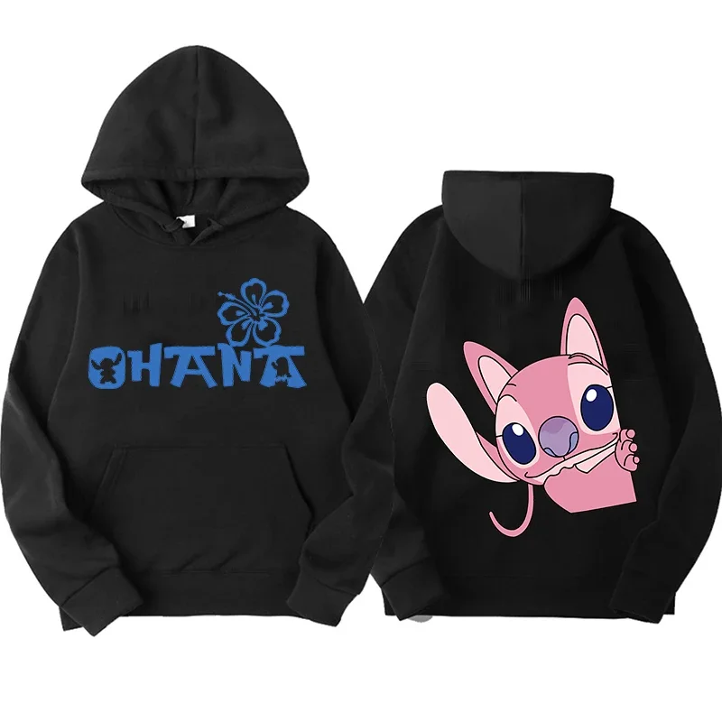 Disney Lilo & Stitch sweat à capuche femme Streetwear motif de dessin animé sweat à capuche homme rétro décontracté couleur unie Rock Lilo & Stitch Sweatshi