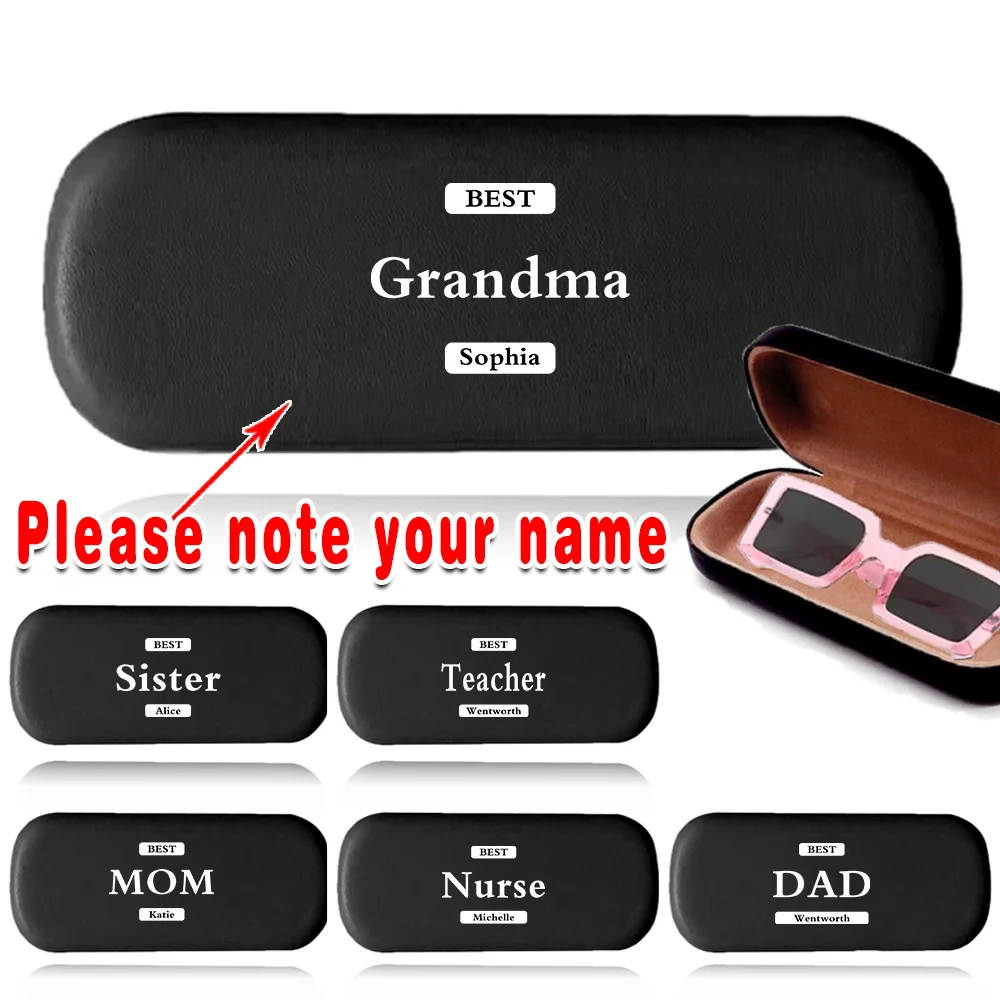 

Customized Name PU Leather Glasses Box Hard Shell Myopia Eyewear Organizer Sunglass Protective Case Portable DIY Storage Holder