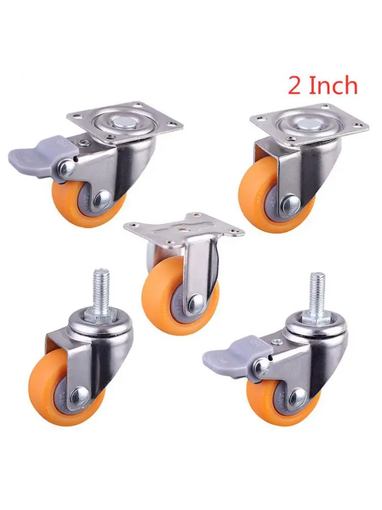 

4 Pcs/Lot 2 Inch Screw Caster Orange PP Furniture Wheel Mute Display Cabinet Speaker Hardware Home Improvement