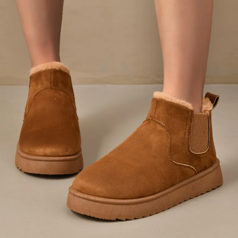Winter Round Toe Designer Comfortable Women's Snow Boots 2026 New Plush Warm Outdoor Classic Solid Color Casual Women Boots