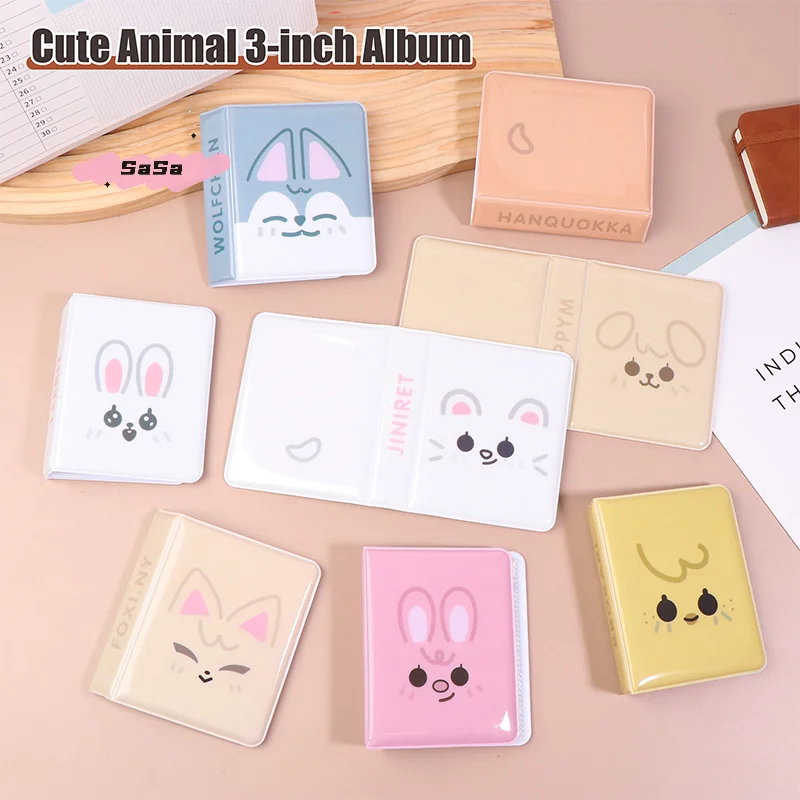 Álbum de fotos de animales de dibujos animados de 3 pulgadas, álbum de almacenamiento de postales, colección de fotos de ídolos, carpeta de tarjetas Kpop, álbum de tarjetas de visita.