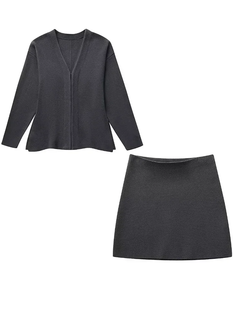 Conjunto de 2 piezas de moda para mujer, chaqueta con una botonadura y falda Midi de cintura alta con cremallera trasera Vintage, conjunto de faldas elegantes para mujer