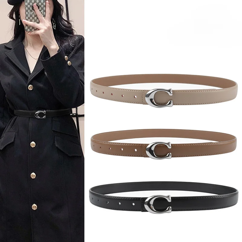

Explosive C Letter Version Buckle Women's Leather Belt Paired with Casual Pants, Jeans, Suit, Luxury Brand High-end Belt