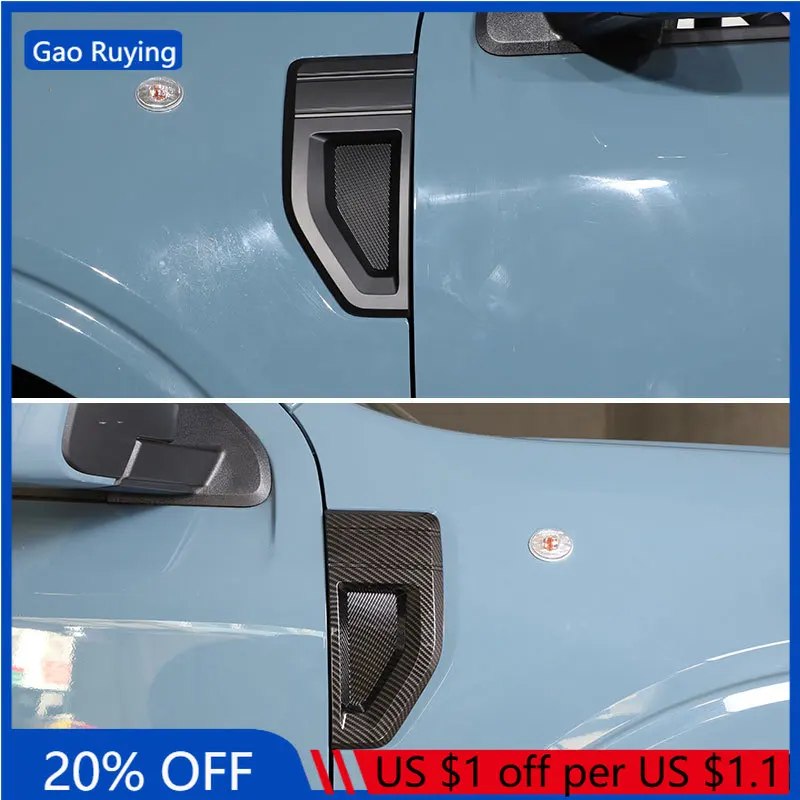 

Gao Ruying For Ford Maverick 2022-2025 ABS Black Car Front Fender Side Air Vent Shark Gills Cover Trim Stickers Car Accessories