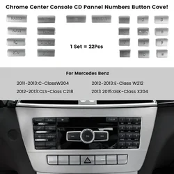 22PCS Car Front Dashboard Radio CD Player Digit Button Switch Buttons Cover Trim For Benz W204 W212 C218 GLK X204