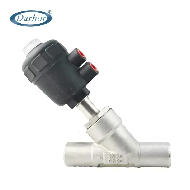304 Stainless Steel Pneumatic Angle Seat Valve High Temperature Steam Y Type Globe Valve Large Head Industrial Fluid Control