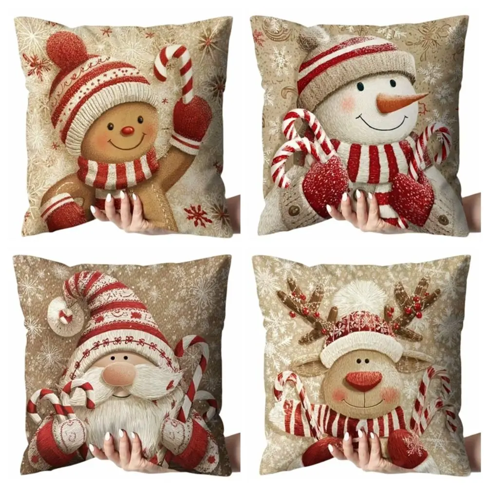 

New 45×45cm Christmas Throw Pillow Cover Santa Claus Pillowcase Removable Soft Pillow Cover Home Decoration