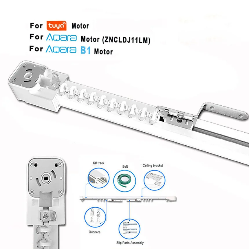 Rieles de rieles de cortina inteligentes, varilla de cornisa eléctrica para Aqara B1 A1 Tuya Wifi Zigbee Motor, sistema de Control automático de