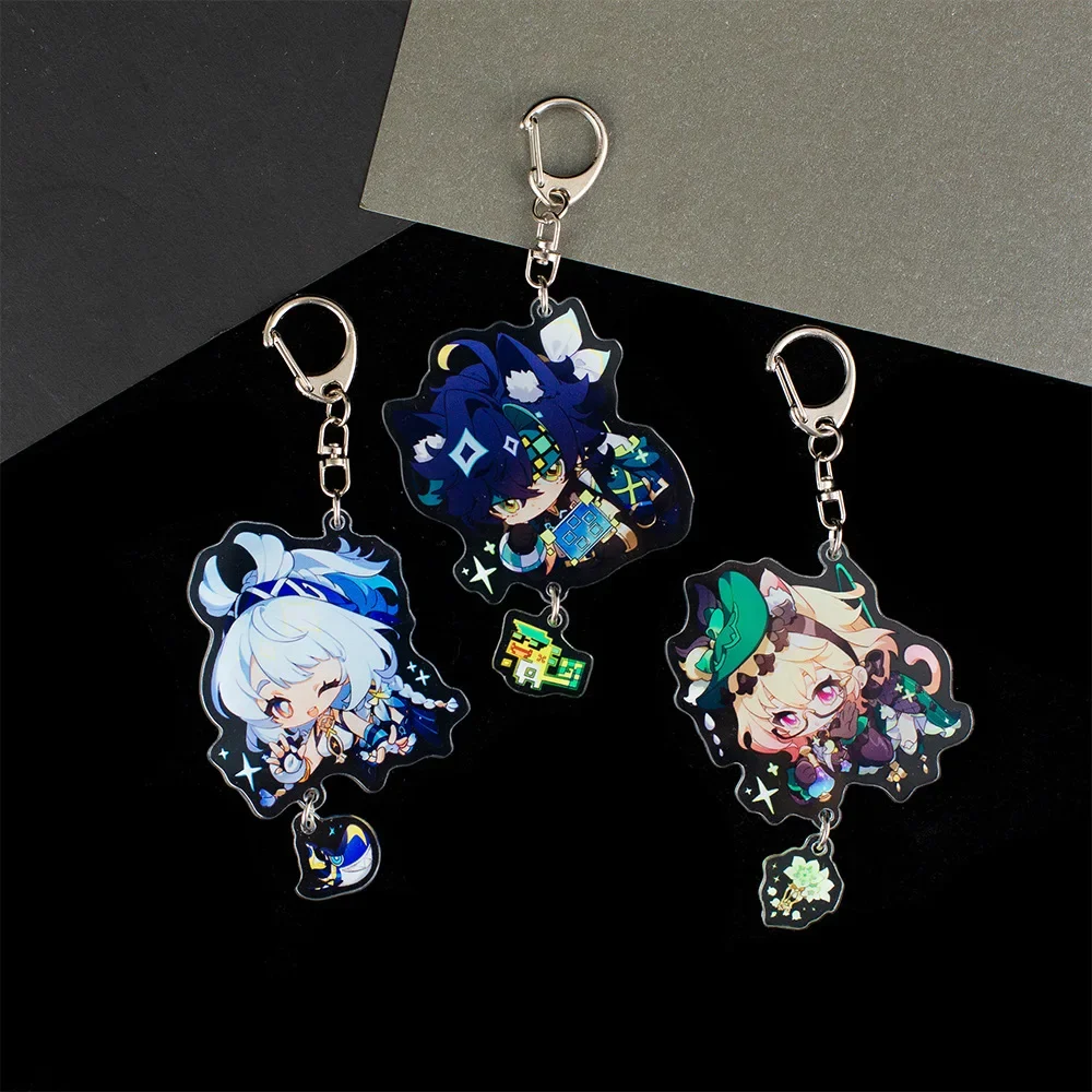 Acrylic KeyChain Genshin Impact Kinich Mualani Kachina Emilie Sethos Character Bag Pendant Sandwich Double-sided Keyring