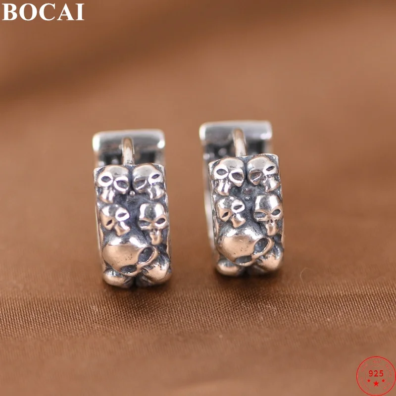 bocai-s925-sterling-silver-clip-on-earrings-for-women-men-retro-enchase-skull-ear-clips-fashion-punk-jewelry-wholesale