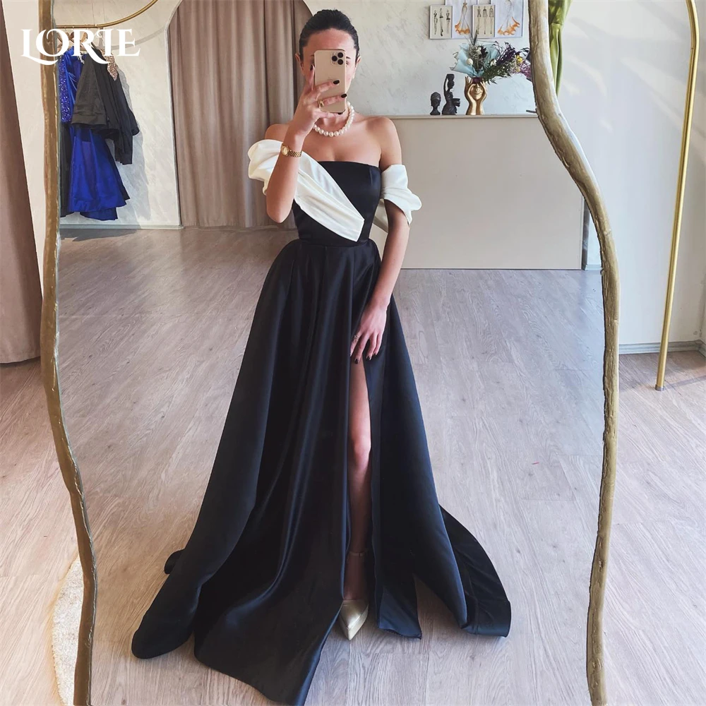 

LORIE Solid Elegant Mermaid Evening Dresses Off Shoulder Pleats Side Slit Backless Prom Dress Dubai Satin Celebrity Party Gowns