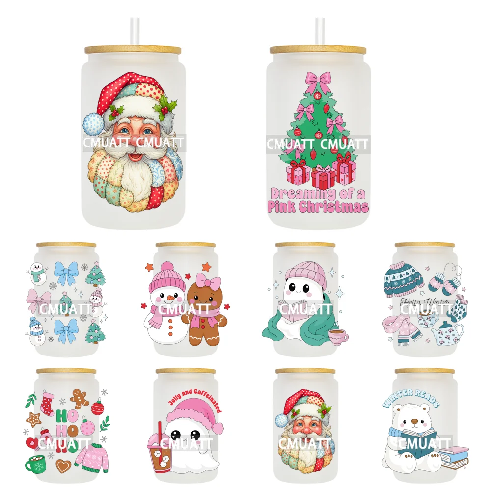 

Bookish Ghost Christmas Ice Cream UV DTF Decals Ready To Apply Waterproof Transfer Stickers DIY Crafts For 16OZ Libbey Glass Can