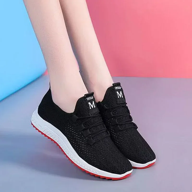 Sports Shoes Summer Women Breathable Sneaker Shoes Women Comfortable Mesh Lace-Up Flats Woman Casual Non-Slip Platform