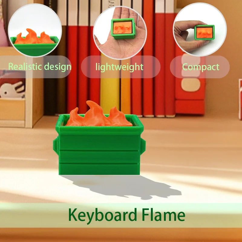 

New keyboard flame creative keycap keychain decorative plastic rack convenient portable gadget