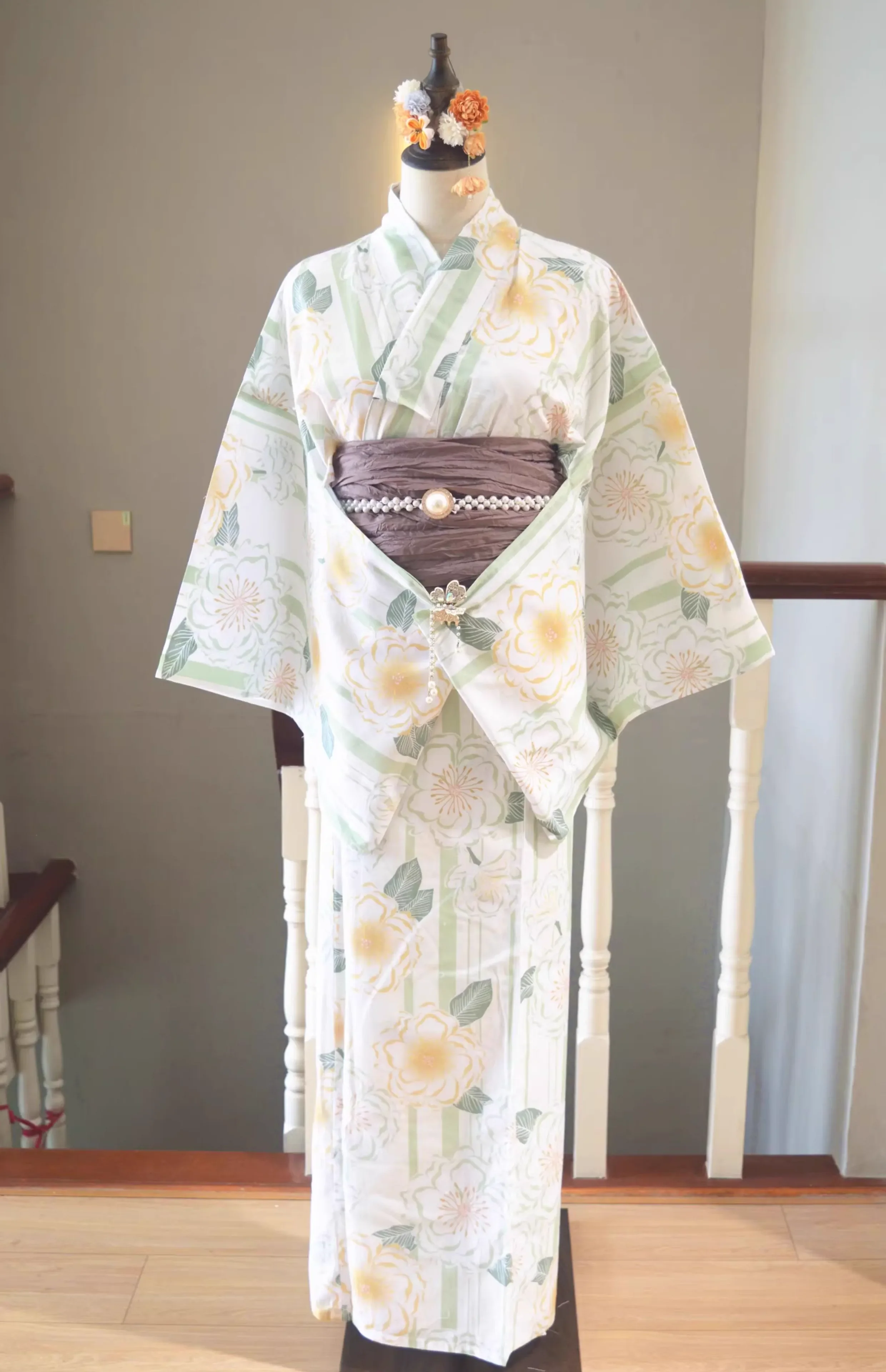 

Japanese Traditional Kimono YUKATA Cotton Women's Girl's Dresses 160cm length Comfortable and breathable