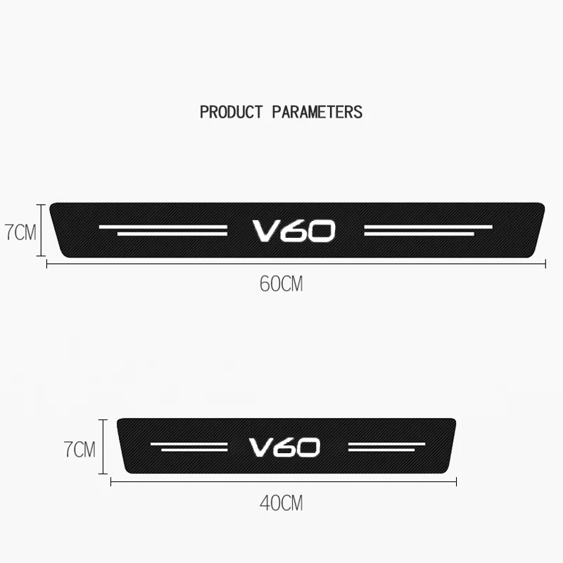 4pcs Car Door Sill Protector Stickers For Volvo V60 V 60 Leather Carbon Fiber Decor Decal Threshold Tuning Accessories