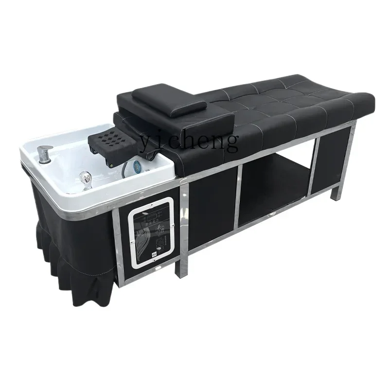 

TQH barber shop shampoo bed fumigation lying flat ceramic basin hairdressing electric massage head treatment bed