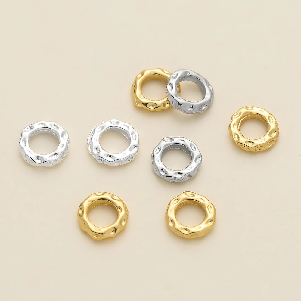 

5Pcs/Pack 14/18k Gold Color Plated Big Hole Round Charms Spacer Beads Cap for DIY Bracelet Necklace Jewelry Making Accessories