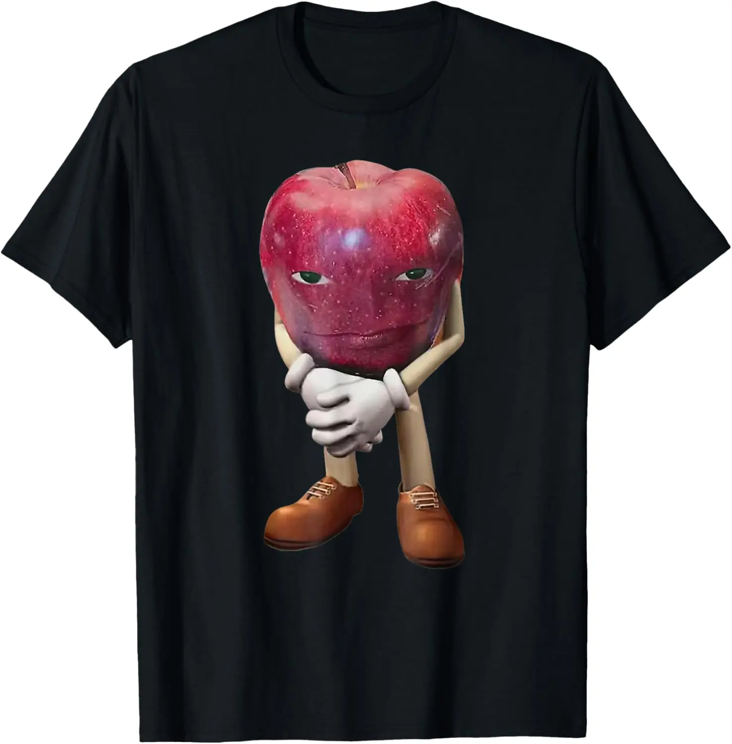 Me Asf Funny Apple Face Meme Wapple T-Shirt 100% Cotton Trendy Y2K Short-Sleeve Tee-Soft, Quick-Drying, Moisture-Wicking; Ideal
