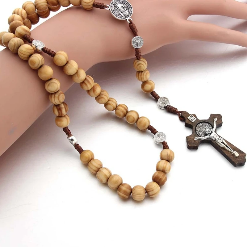 Handmade Rosary Necklaces Catholic Pendant Necklaces for Men Women Jewelry Christian Religious Prayer Gift