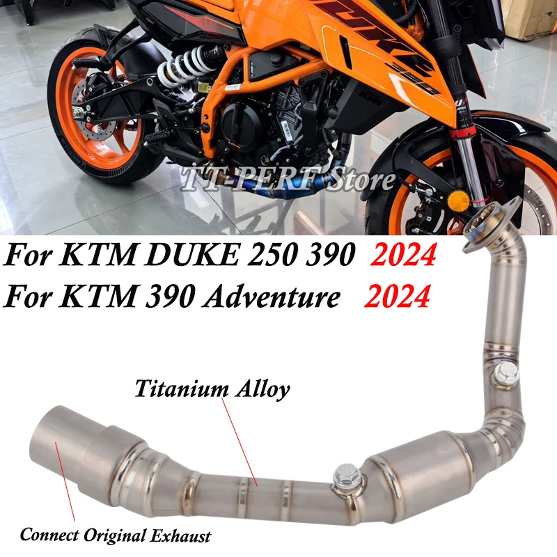 Slip On For KTM DUKE 390 250 390 ADV Adventurer 2024 Titanium Alloy Motorcycle Exhaust Systems Escape Front Link Pipe Muffler