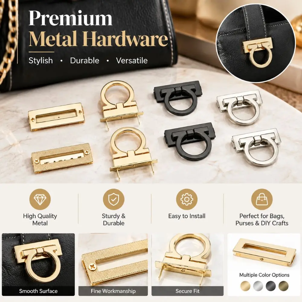 Stylish Zinc Alloy Turn Twist Lock Fastener DIY Purse Closure Clasp Replacement Metal Lock Buckle Handbag