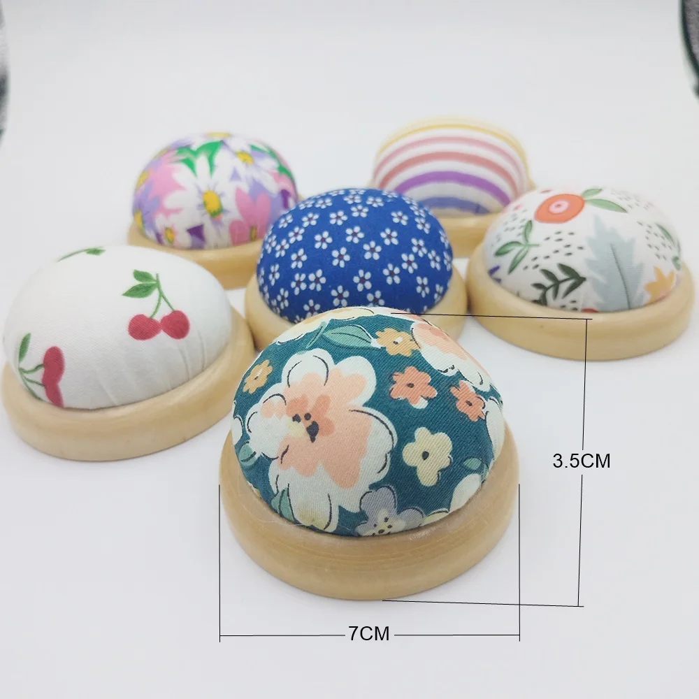 1PCS 7CM Wooden Base Pin Set DIY Cross-Stitch Needle Sewing Needle Storage Tool Small Floral Garden Fabric Pin Set