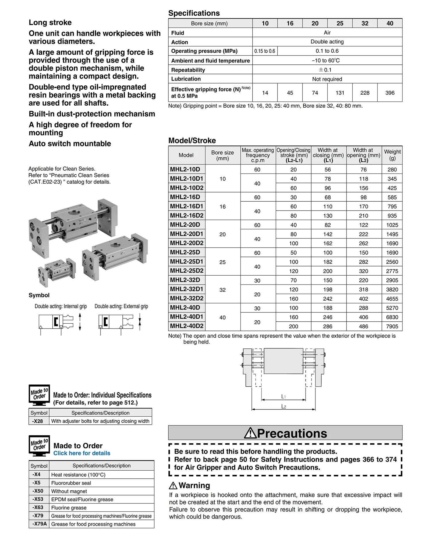 Parallel-Luftgreifer der MHL2-Serie, Bohrung 10/16/20/25/32/40 mm, MHL2-10D/16D/20D/25D/32D/40D, 2 Finger, pneumatische Luftgreifer – Detail 10