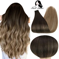 Extensiones de cabello con cinta brillante para mujer, cabello humano 100% Remy, cabello humano Natural, trama de piel sin costuras, pegamento de Color sin costuras