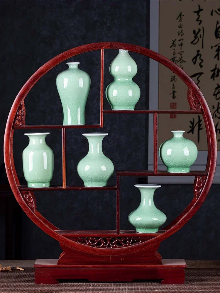 Porcelain small vase ceramic mini ornament extra small living room flower arrangement zen creative retro decoration