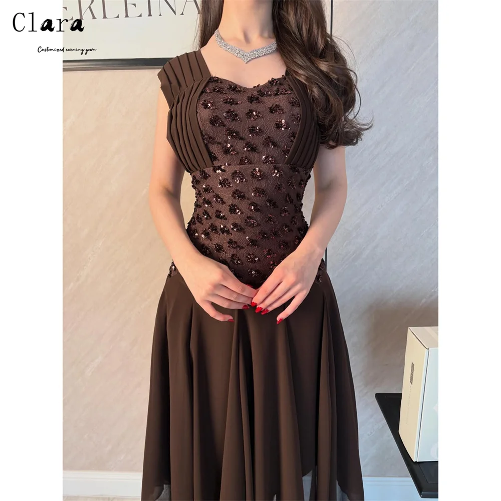 Clara Maßgeschneidertes A-Linien-Kleid mit Stickerei, Braunes Sweetheart-Kleid, Elegante Abendkleider für Damen, Luxuriöses Ballkleid 2026
