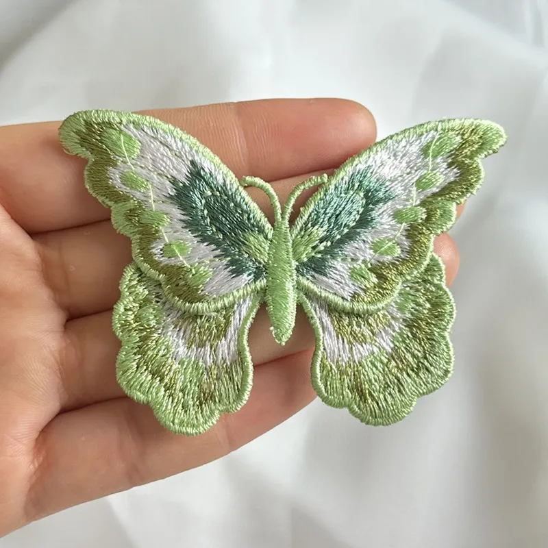 3Ps Green 3d Butterfly Embroidery Patches For Clothing DIY Animal Embroidered Patch Appliques For Jeans Dress jackets decoration