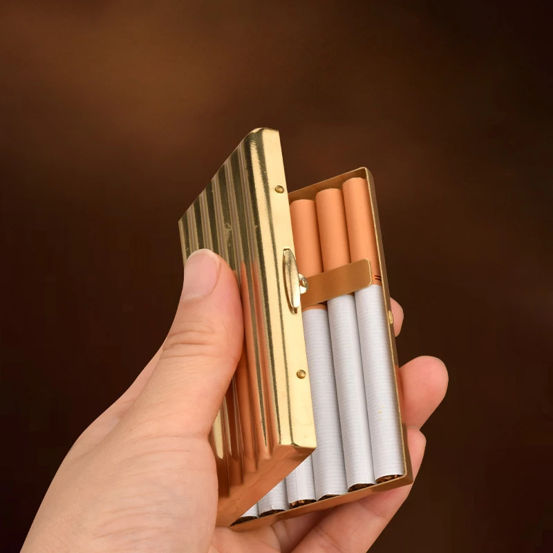 Cigarette Boxes of 10 , 12 , 16 , 20 Cigarettes, Personalized and Creative Ultra-thin Portable Brass Cigarette Box