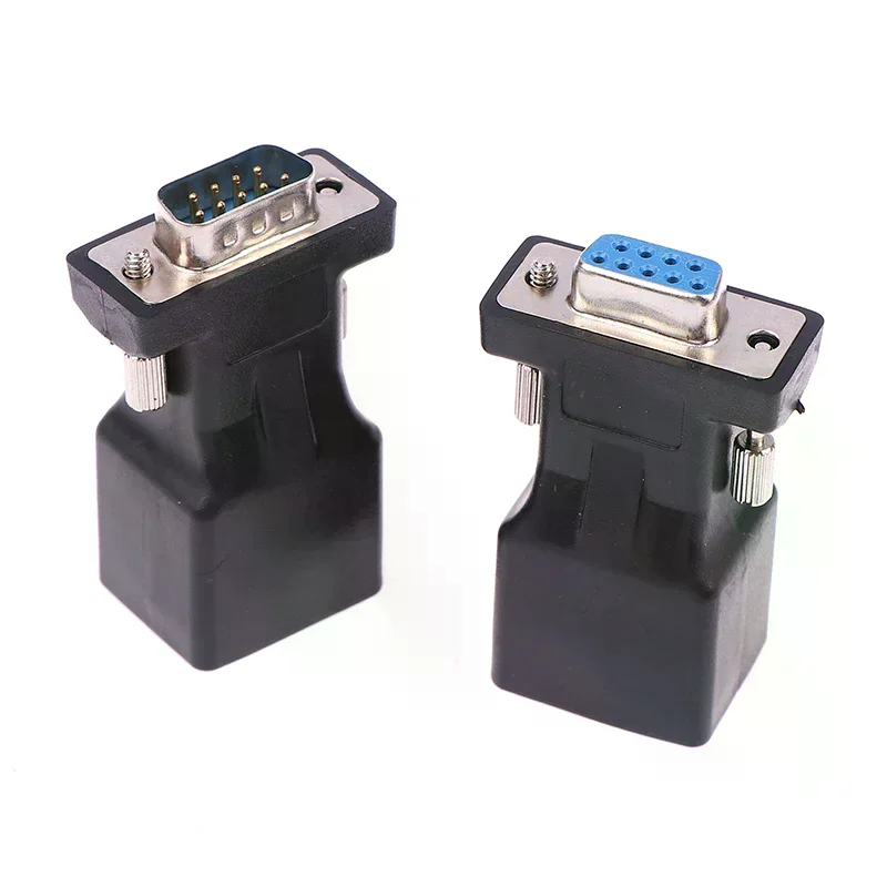1pcs Db9 Rs232 Male/Female To Rj45 Female Adapter Com Port To Lan Ethernet Port Converter For Home And Professional Use