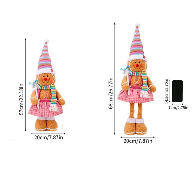 Adorno de mesa de muñeca de pan de jengibre con patas retráctiles y sombrero, para el hogar Decoración de mesa, muñeca suave para estante, temporada de vacaciones