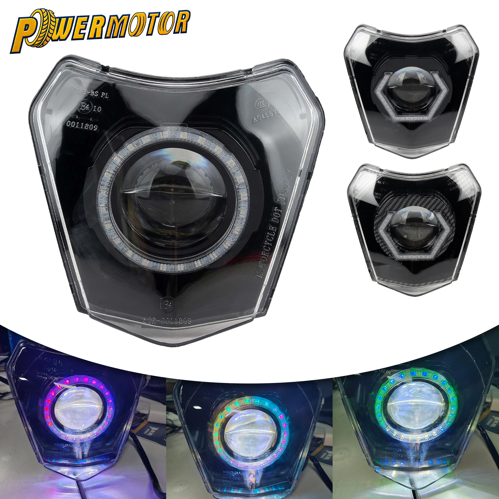 

For KTM EXC SX XC XCW EXCF 125-500 TE TC FE XCF 125-450 530 690 SMR XC-W Motorcycle RGB Angel Eyes LED Headlight App Control