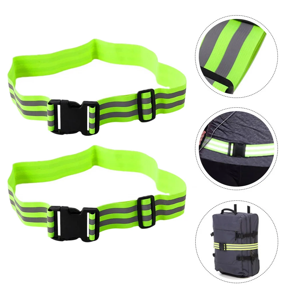 

2pcs Reflective Strap Elastic Polyester Fitness Belt High Visibility Adjustable for Night Running Hiking Camping