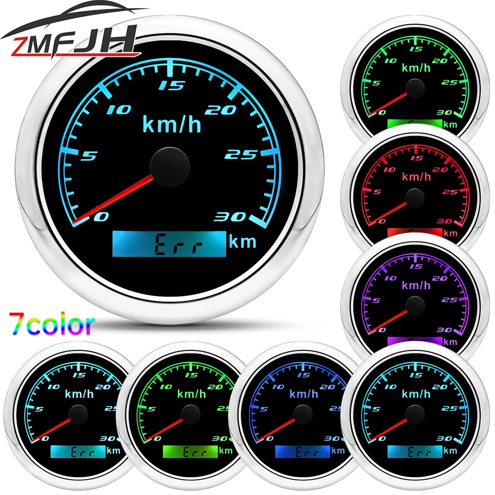 7 Color Backlight GPS Speedometer 0-200KMH Car Marine Boat Motorcycle Speed Gauge Meter With GPS Antenna Waterproof 12V 24V