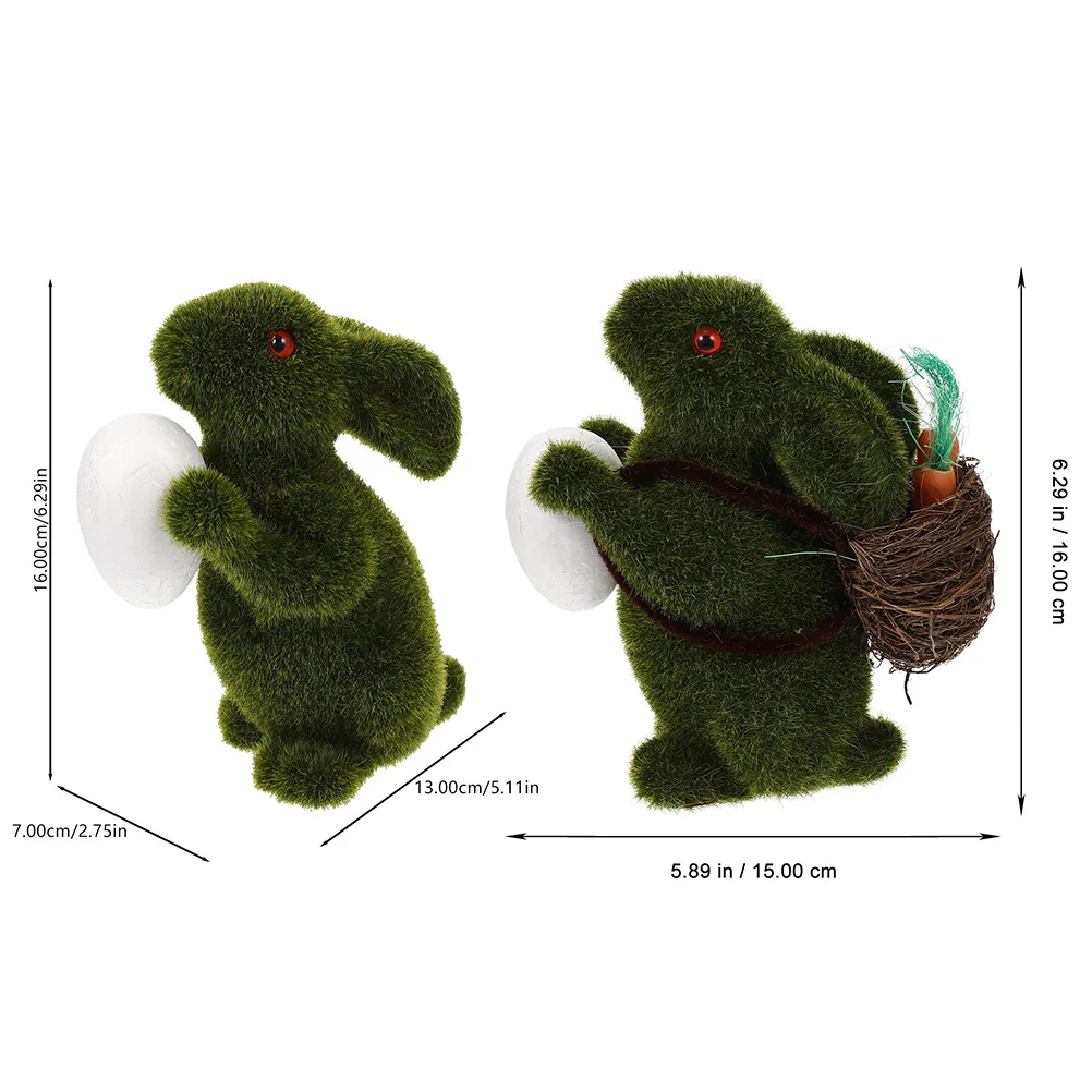 

2 Pcs Easter Bunny Garden Rabbit Decoration Simulation Artificial Small Decorations Lovely Flocking