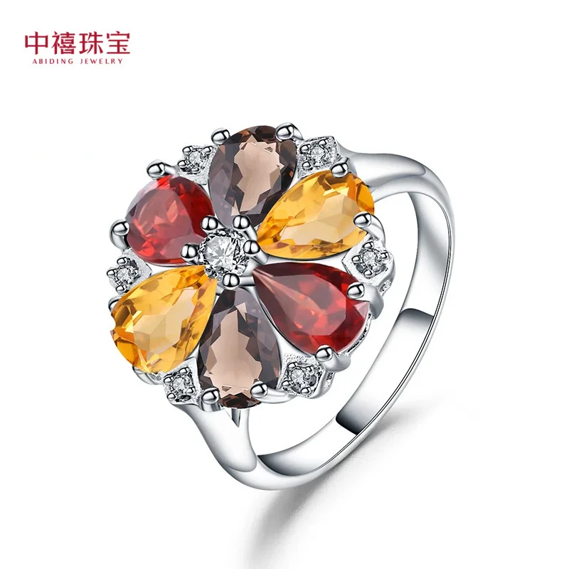 

brand genuine real jewels Fashionable and Luxury Ins Style Treasure s925 Sterling Silver Inlaid Natural Color Crystal Ring high