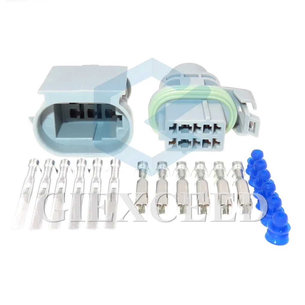 6 Pin Grey Male Female Docking Waterproof Socket 3.5 Series Automobile AC Assembly Electric Wire Connector