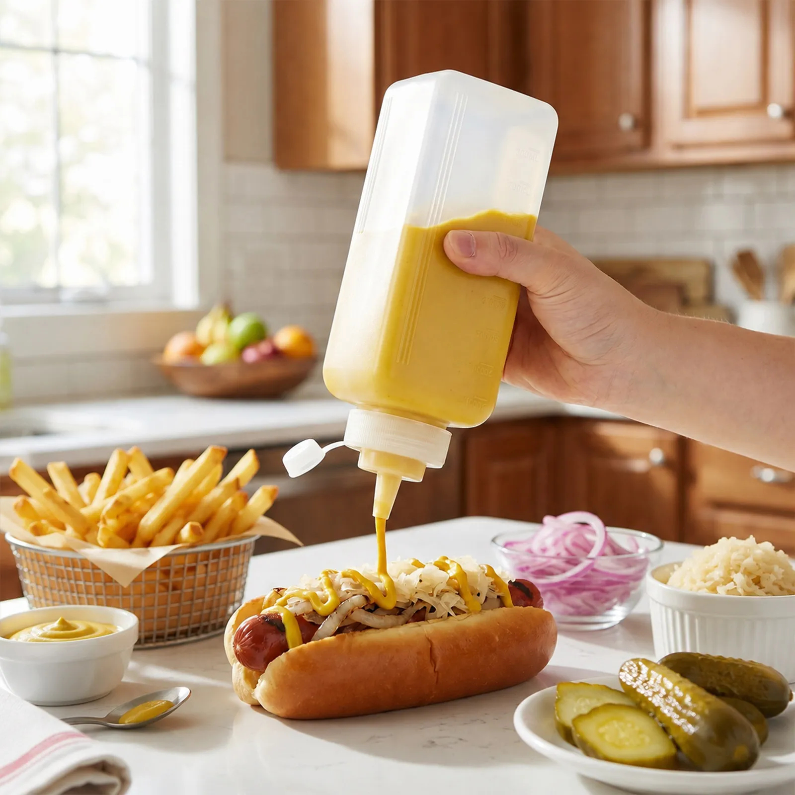 2 Botellas de Plástico de 800 ml para Salsas como Ketchup, Mostaza, Mayonesa, Salsa Picante, Aceite de Oliva y Aderezos para Ensaladas, Recargables