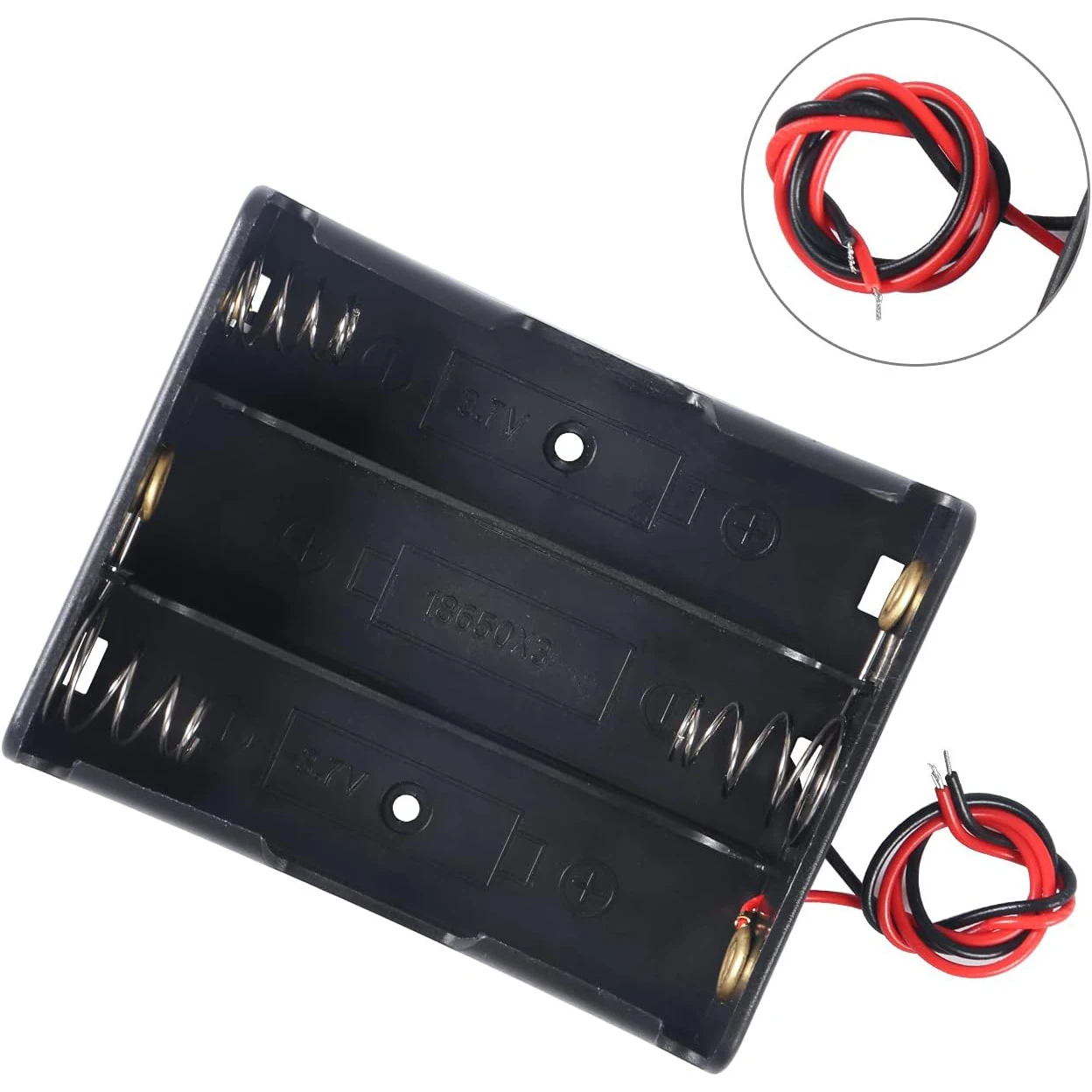 7PCS 18650 Battery Holder Bundle with Wire 18650 Battery Holder Case 3.7V, 3 Slot DIY Battery Storage Boxes, 3 Slot Black