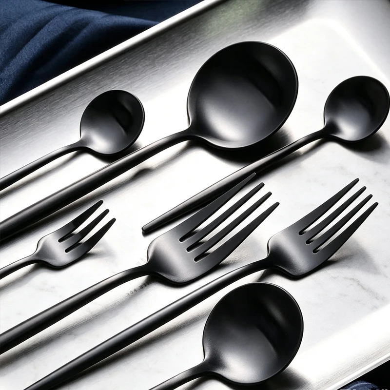40-Piece Set of Portuguese Series Stainless Steel Tableware, Including Spoon Fork Knife, Suitable for family Wedding Banquet.