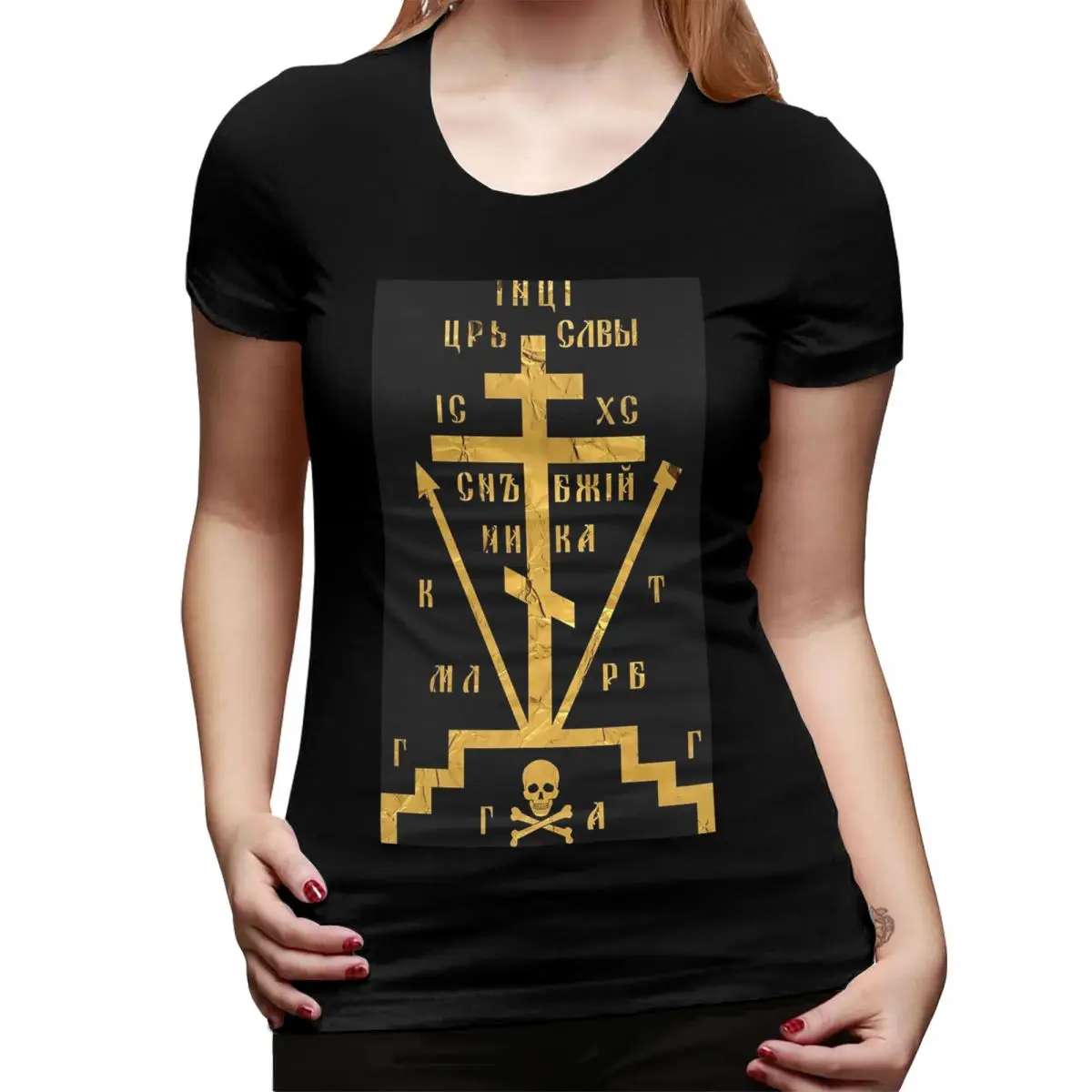 

Футболка с изображением креста Голгофского для женщин, футболка с круглым вырезом, уличная одежда, женская одежда с короткими рукавами, топы