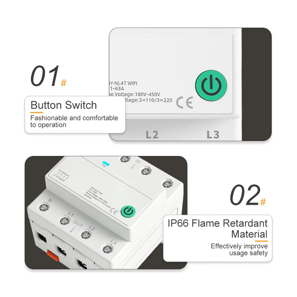 DIN-Schienen-Schutzschalter 3P+N WIFI mit 4 Relais 3*110V 3*220V, intelligenter Schalter, Fernbedienung, Timer, Zyklussteuerung, für Zuhause, 1-63A – Detail 3