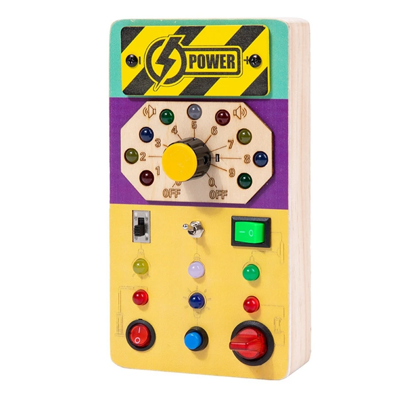 

1 PCS Busy Board Montessori Wooden Busy Board Wooden Toys Sensory Toys Pine Wood With Voice And LED Light Switches For Toddlers