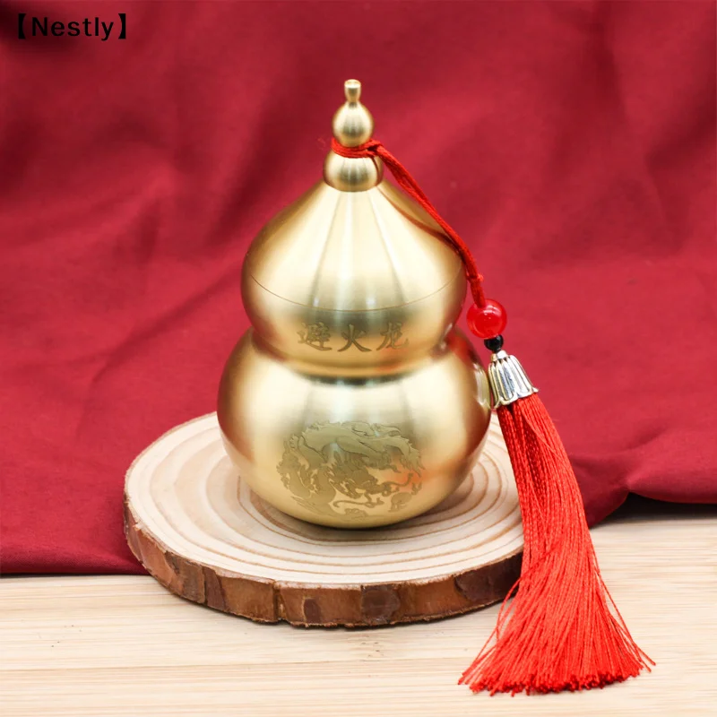 Feng Shui Chinesische Messing Wu Lou Kürbis-Schatzstatue Heimdekoration Tisch- und Bücherregal-Ornamente Glücksbringer und Schutz〔Nest〕 – Detail 1