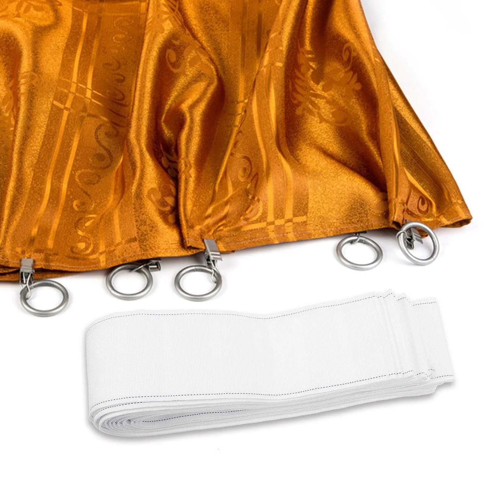 1Set Curtain Hooks Set 10 Yards Pinch Pleat Tape for Curtains Heavy Duty Clip Rings Sewing Supply Drapery Hanging Accessories