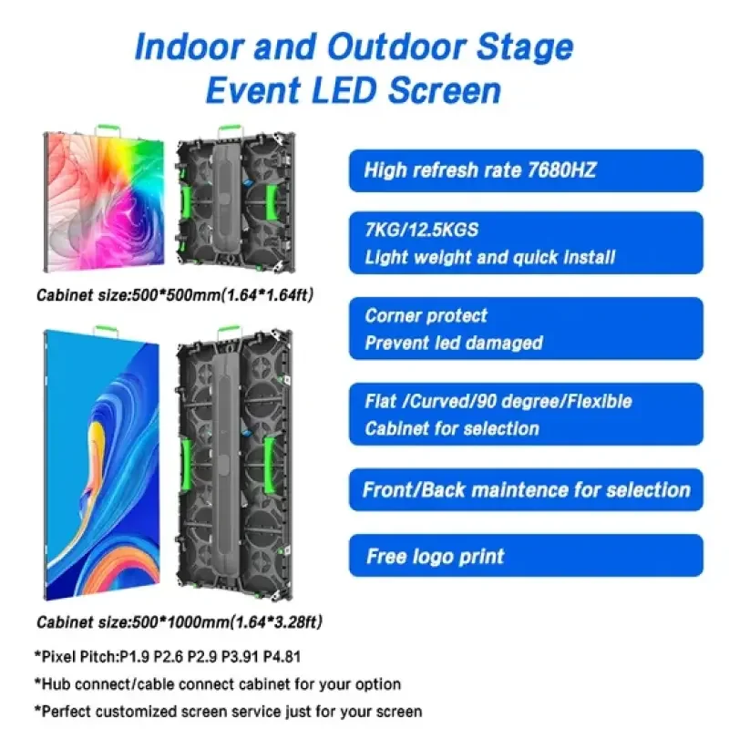 Custom Weatherproof Outdoor LED DisplayWaterproof Full Color Indoor Screen P2.6 P2.976 P3.9 P4.81 Display For Stage Rental Event
